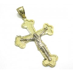 10k Yellow Gold Two Tone Jesus Cross Pendant 