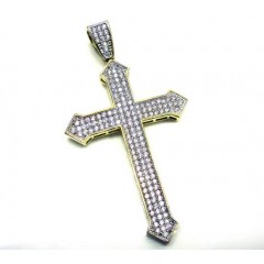 10k Yellow Gold Cz Large Cross Pendant 