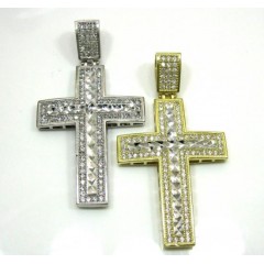 10k Yellow Gold Two Tone Jesus Cross Pendant Cz