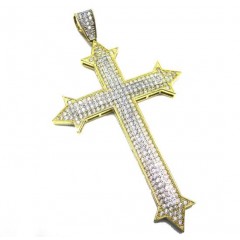 10k Yellow Gold Cz Diamond Cross Pendant