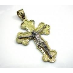 10k Yellow Gold Two Tone Jesus Cross Pendant