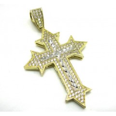 10k Yellow Gold Two Tone Cross Pendant