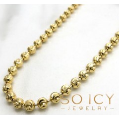 10k Yellow Gold Moon Cut Bead Link Chain 18-26 Inch 3mm