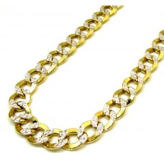 10k Yellow Gold Thick Diamond Cut Cuban Chain 24-26 Inch 9.5mm