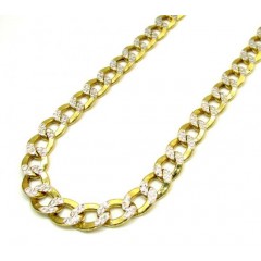 10k Yellow Gold Thick Diamond Cut Cuban Chain 22-24 Inch 7.6mm