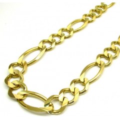 10k Yellow Gold Thick Solid Figaro Chain 28 Inch 12.2mm