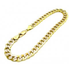 10k Yellow Gold Diamond Cut Cuban Bracelet 8 Inch 6.3mm
