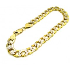 10k Yellow Gold Diamond Cut Cuban Bracelet 8.5 Inch 7.6mm
