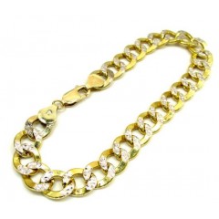 10k Yellow Gold Diamond Cut Cuban Bracelet 9 Inch 9.6mm