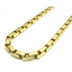 10k Yellow Gold Fancy Box Bullet Chain 30 Inch 6mm
