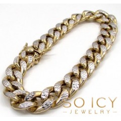 10k Yellow Gold One Sided Diamond Cut Cuban Bracelet 9 Inch 15mm 