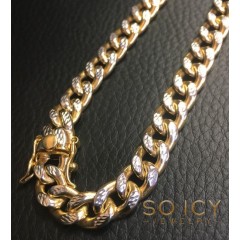 10k Yellow Gold One Sided Diamond Cut Cuban Bracelet 9 Inch 8.40mm 