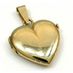 14k Yellow Gold Picture Heart Locket Pendant 