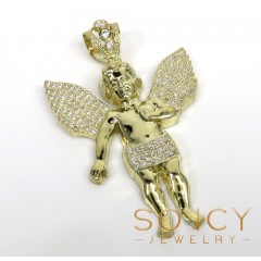 10k Yellow Gold Medium Baby Cherub Pendant 3.15ct