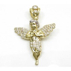 10k Yellow Gold Small Baby Cherub Angel Pendant 2.50ct