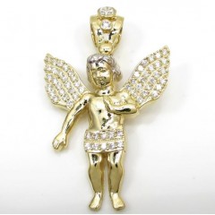 10k Yellow Gold Small Baby Cherub Angel Pendant 2.50ct