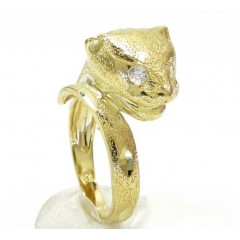 10k Yellow Gold Panther Head Ring .50ct