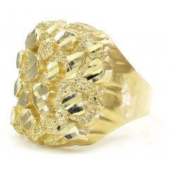 Mens 10k Yellow Gold Large Curved Nugget Ring