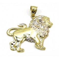 10k Yellow Gold Two Tone Lion Pendant 