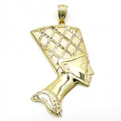 10k Yellow Gold Two Tone Nefertiti Large Pendant 