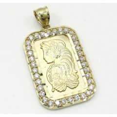 10k Yellow Gold Mini Gold Bar Pendant 0.10ct