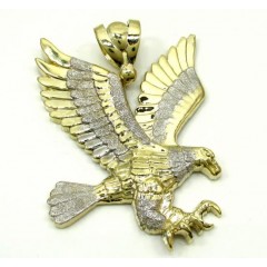 Mens 10k Yellow Gold Two Tone Flying Eagle Pendant