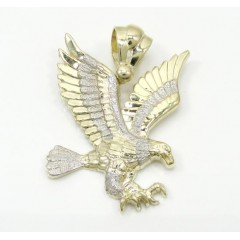Mens 10k Yellow Gold Medium Two Tone Flying Eagle Pendant
