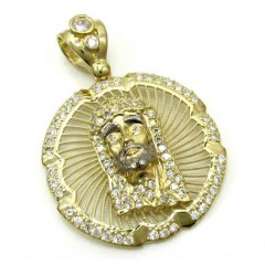 10k Yellow Gold Mini Jesus Halo Pendant 1.10ct