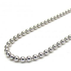 10k White Gold Smooth Bead Link Chain 20-28 Inch 2.2mm