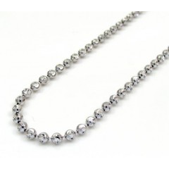 10k White Gold Moon Cut Skinny Bead Link Chain 16-26 Inch 2.0mm