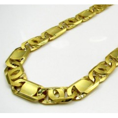 10k Yellow Gold Thick Solid Tiger Eye Chain 30 Inch 9.9mm 