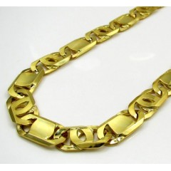 10k Yellow Gold Thick Solid Tiger Eye Chain 30 Inch 9.9mm