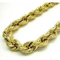 10k Yellow Gold Thick Smooth Hollow Rope Chain 24-30 Inch 10.0mm