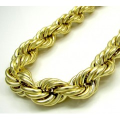 10k Yellow Gold Thick Smooth Hollow Rope Chain 24-28 Inch 12mm