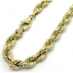 10k Yellow Gold Smooth Hollow Rope Bracelet 8.25 Inch 5.50mm