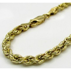 10k Yellow Gold Skinny Smooth Hollow Rope Bracelet 8