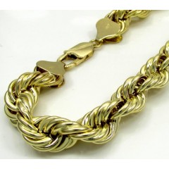 10k Yellow Gold Thick Diamond Cut Hollow Rope Bracelet 8.50 Inch 9mm