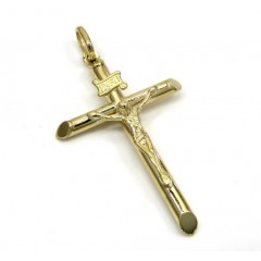 10k Yellow Gold Small Jesus Tube Cross Pendant 
