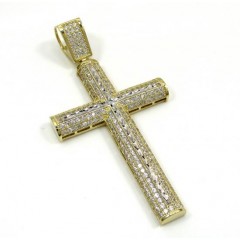 10k Yellow Gold Medium Two Tone Cross Pendant 1.60ct