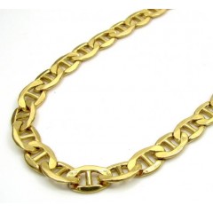 10k Yellow Gold Puffed Mariner Chain 20-26 Inch 5.2mm 