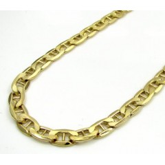 10k Yellow Gold Puffed Mariner Chain 24-30 Inch 4.7mm 