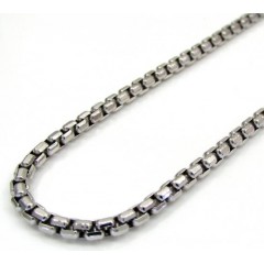 10k White Gold Skinny Box Chain 24-26 Inch 2.3mm