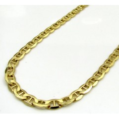 10k Yellow Gold Skinny Puffed Mariner Chain 20-26 Inch 3.5mm 