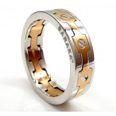 Mens Baraka 18k White & Rose Gold Screw Ring 