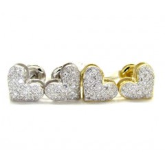 10k Yellow And White Gold Mini Ladies Heart Earrings 0.23ct