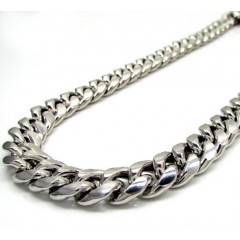 10k White Gold Thick Hollow Puffed Miami Chain 26-30 Inch 11mm
