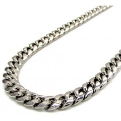 10k White Gold Hollow Puffed Miami Chain 24-30 Inch 6mm