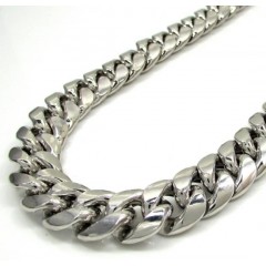 10k White Gold Super Thick Hollow Puffed Miami Chain 26-30 Inch 13mm