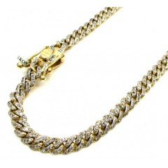 10k Solid Yellow Gold Skinny Diamond Miami Bracelet 8.5 Inch 5mm 2.01ct