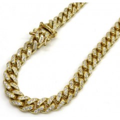 10k Solid Yellow Gold Diamond Miami Chain 20-26 Inch 6mm 6.40ct